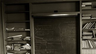 Pracovna Alberta Einsteina vyfotografovaná v den jeho smrti.