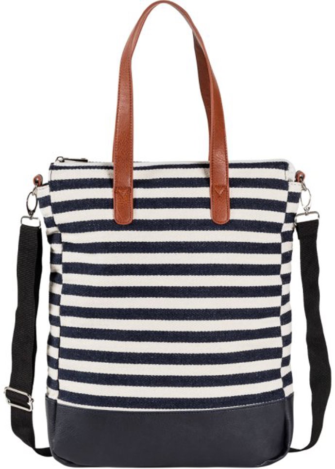Námořnické modré proužky jsou stylovým evergreenem. Připomenou vám letní pohodu u vody. Pokud navíc sázíte na praktičnost, oceníte dvojitá ucha pro více možností nošení kabelky. 
