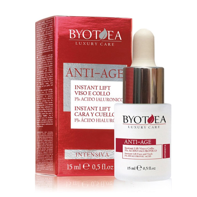 Anti-Age Intensive Instant Lift sérum pro okamžité vyhlazení tváře a krku obsahuje 1 % kyseliny hyaluronové, 735 Kč.