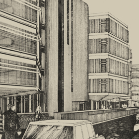 Projekt na obchodní dům vzešel z architektonické kanceláře manželů Machoninových a získal si světové uznání.