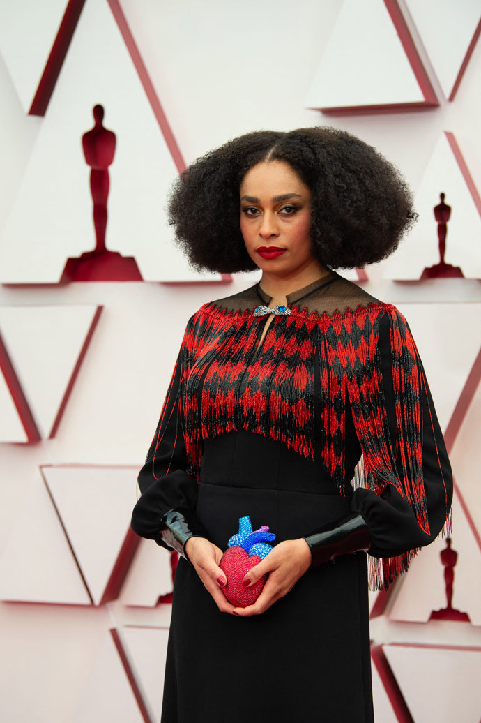 
Celeste Waite, která byla nominována na nejlepší filmovou píseň, a její psaníčko od Gucciho. 