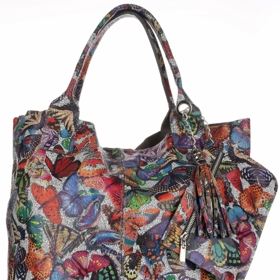 Kožená kabelka VITTORIA GOTI, Made in Italy Shopperbag Butterfly Multicolor - šedá, 2232 Kč