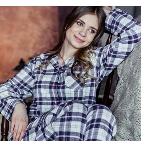 Dámské flanelové kárované pyžamo, 598 Kč