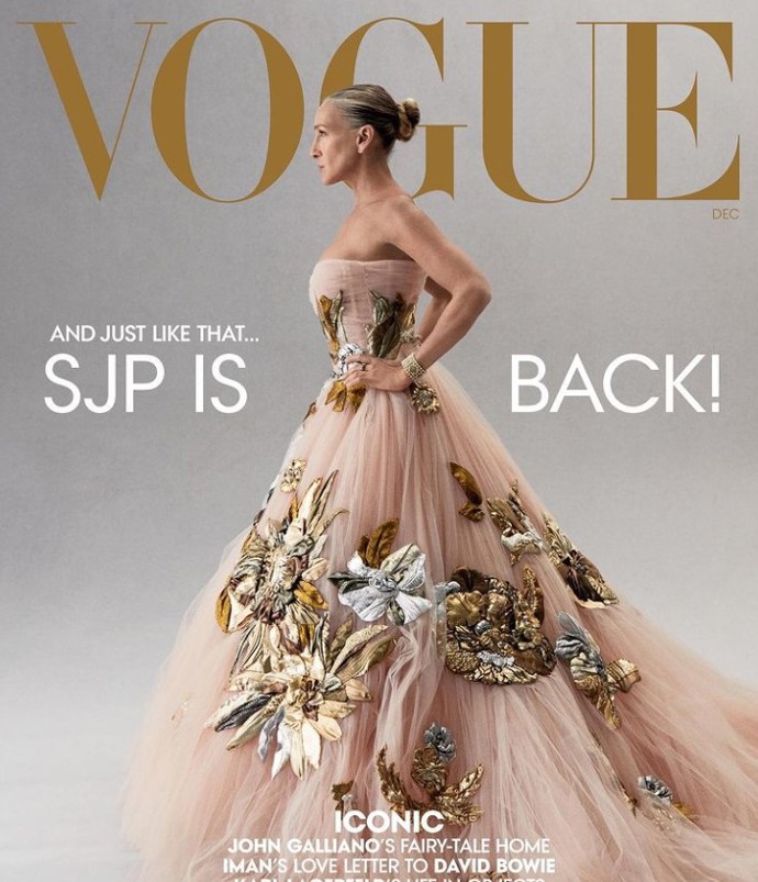 Sarah Jessica Parker na obálce časopisu Vogue v honosných šatech z dílny italské módní značky Dolce&Gabbana. 