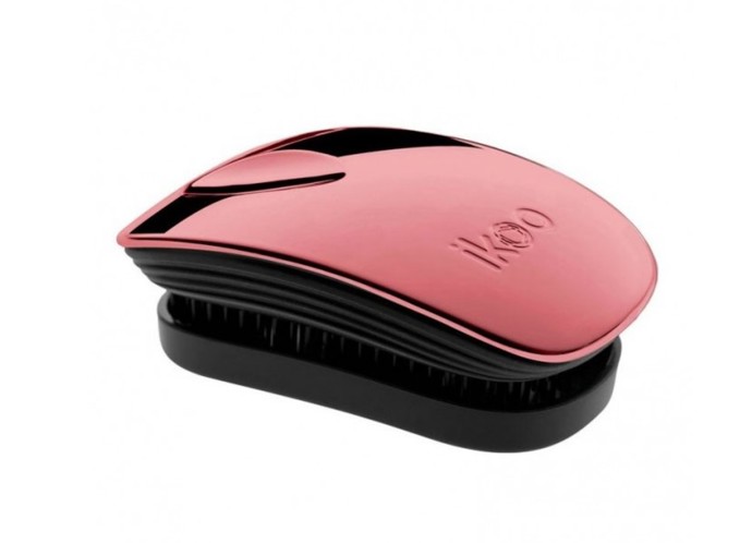 Černo-starorůžový cestovní kartáč na vlasy Ikoo Pocket, 296 Kč