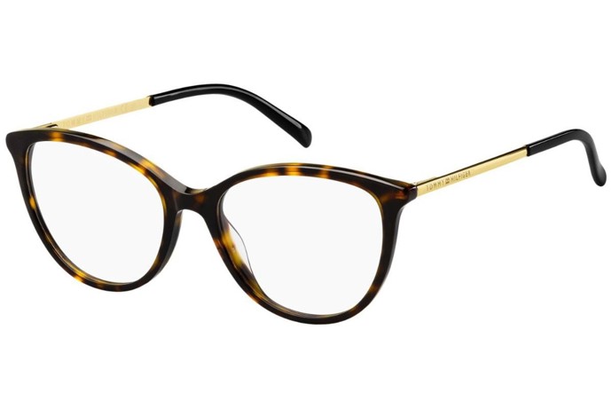 Cat Eye dámské plastové brýle v černo-hnědo-zlatém designu. Tommy Hilfiger, 1829 Kč 