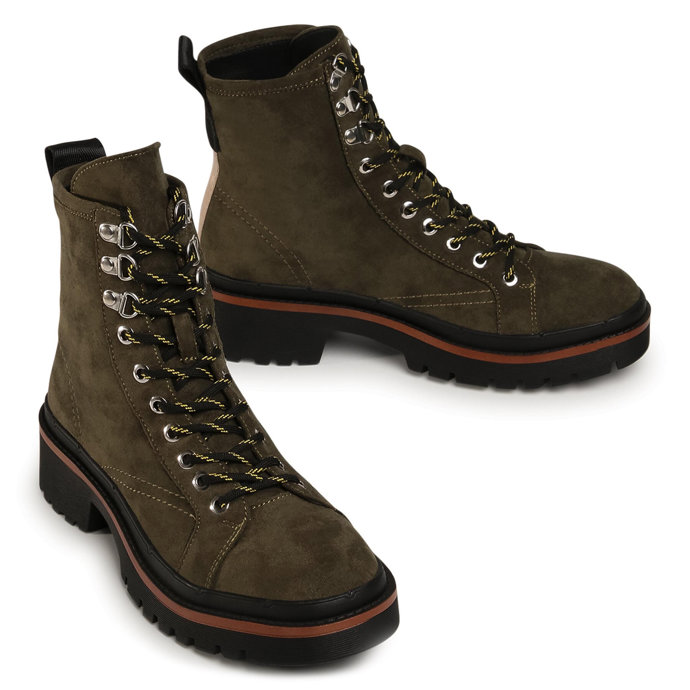 Dámské šněrovací zelené polokozačky. Jenny Fairy, 599 Kč