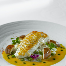 Mořský ďas s risottem láká už od pohledu.