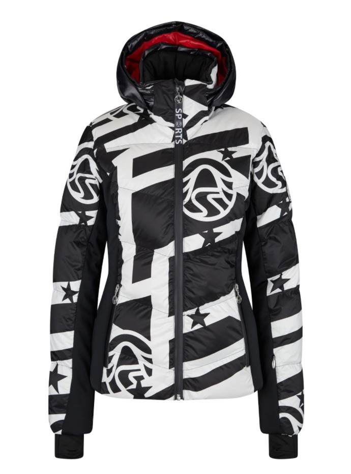 Dámská lyžařská zimní bunda v nestárnoucím černobílém designu SPORTALM vás vyjde na 14 392 Kč.