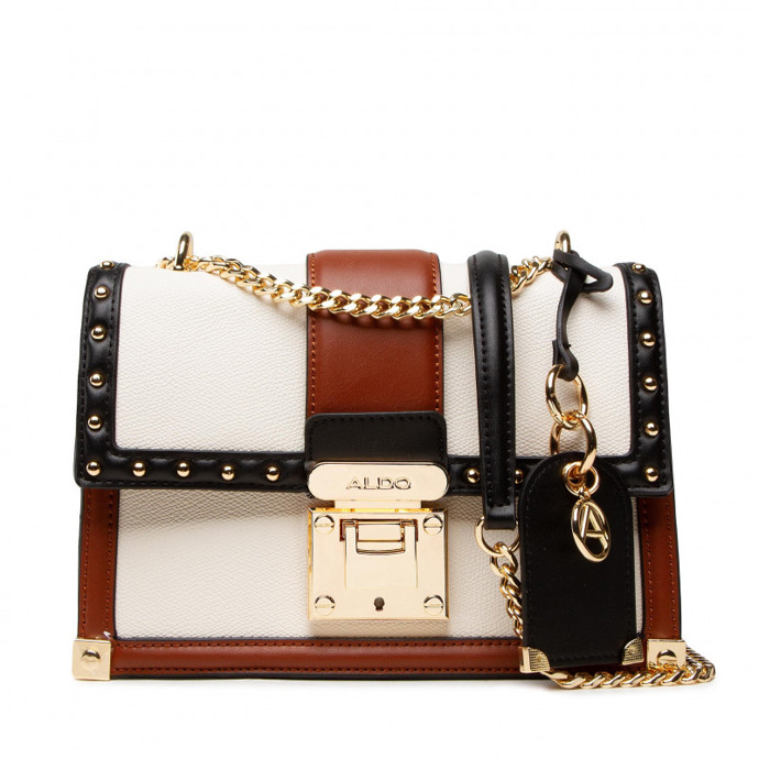 Hnědo-bílo-černá dámská kabelka se zlatými detaily. ALDO, 1742 Kč