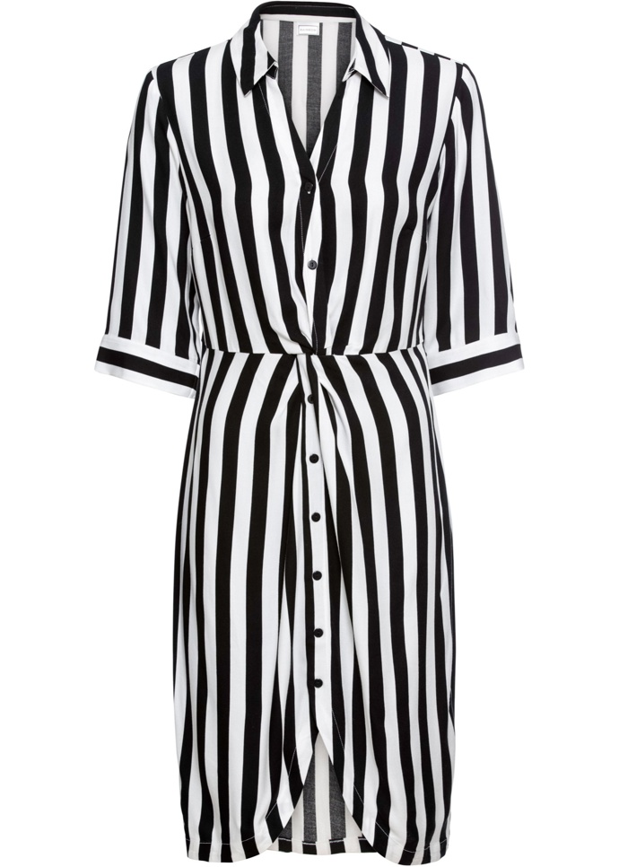 Košilové šaty s krátkým rukávem a proužky. Bonprix, 749 Kč