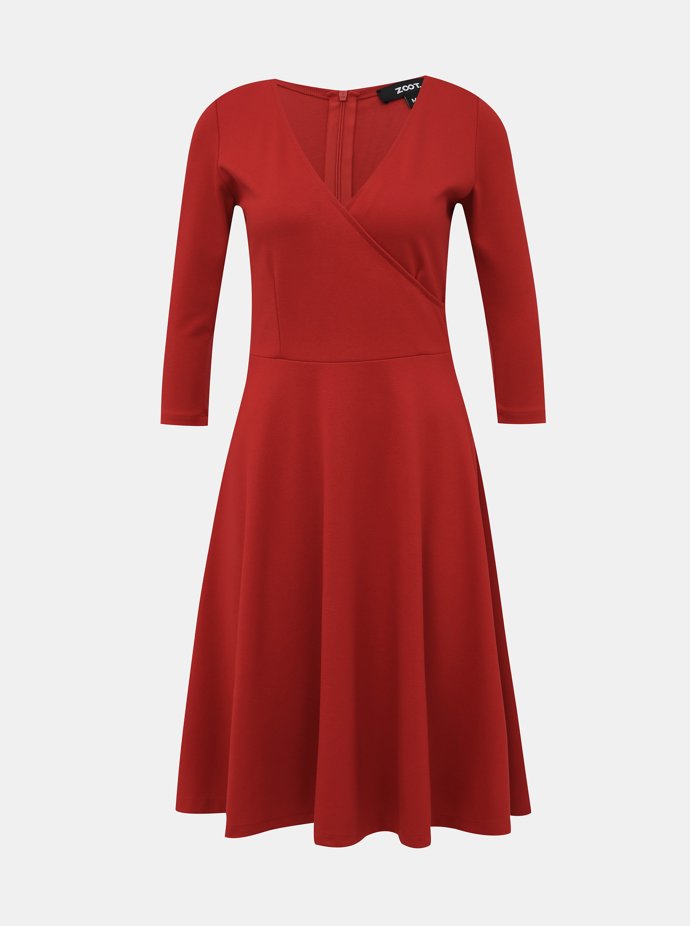 Červené áčkové šaty s výstřihem do V. ZOOT, 823 Kč