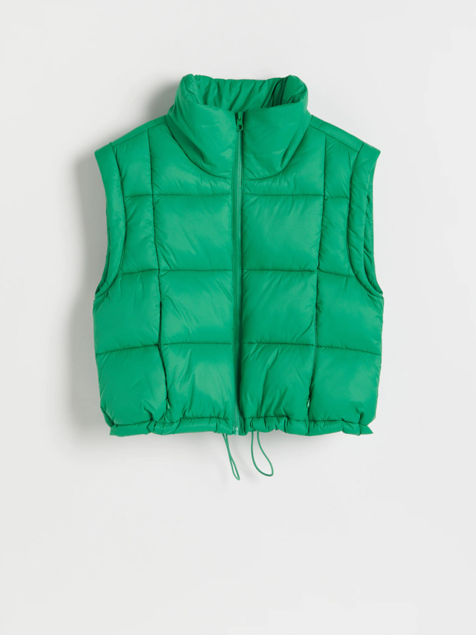 Dámská zelená prošívaná vesta. Reserved, 659 Kč