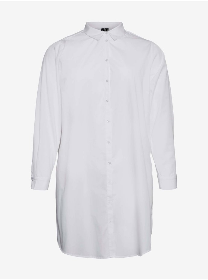 Dlouhá bílá košile s límečkem. VERO MODA, 589 Kč