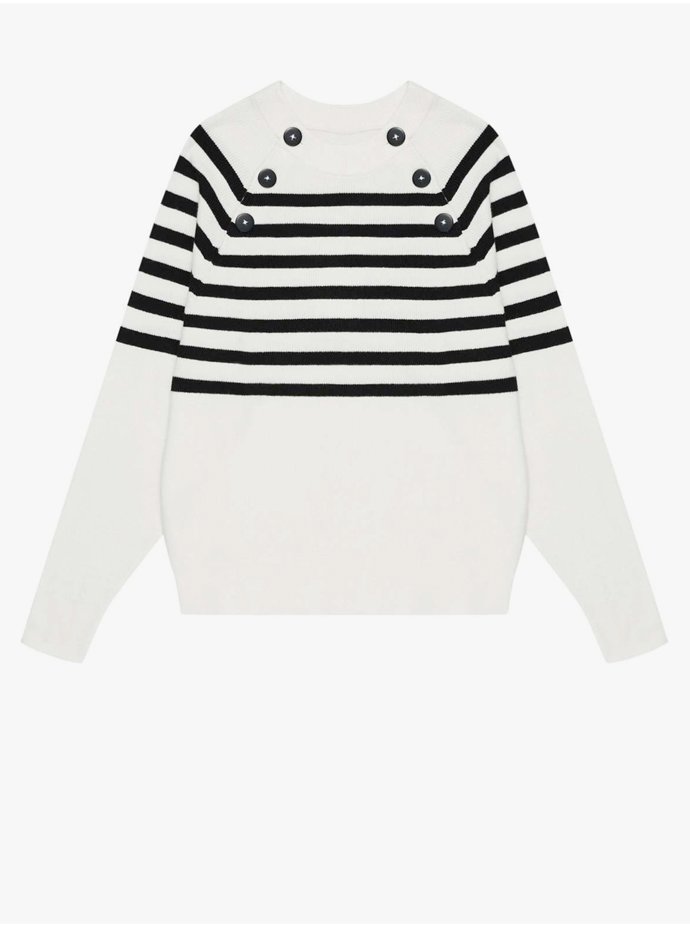 Bílé a černé svetry mají ve skříni snad všechny ženy. Černo-bílý dámský pruhovaný svetr proto může být příjemnou změnou, kterou rovněž využijete pro všechny příležitosti. Moodo, 919 Kč