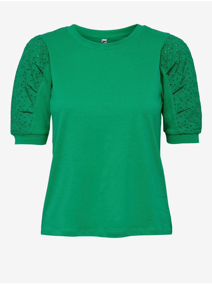Zelené tričko s ozdobnými rukávy. JDY, 399 Kč