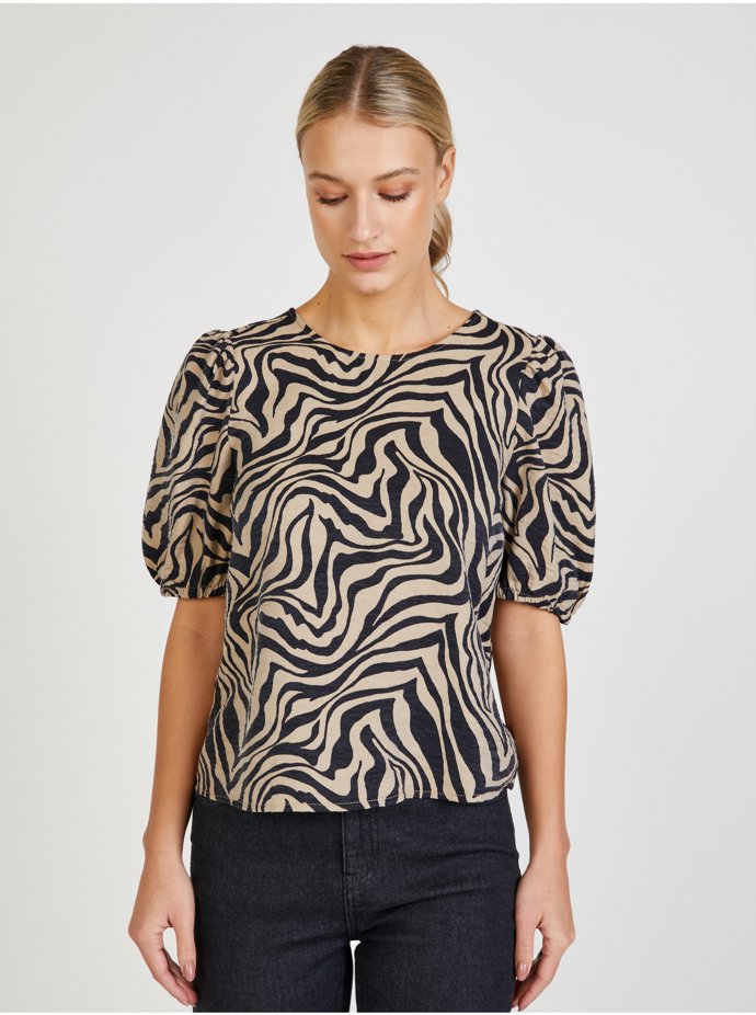 Béžová vzorovaná halenka. ONLY, 599 Kč