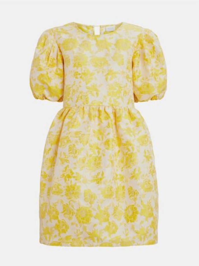 Žluté květované balónové šaty. VILA CLOTHES, 1399 Kč