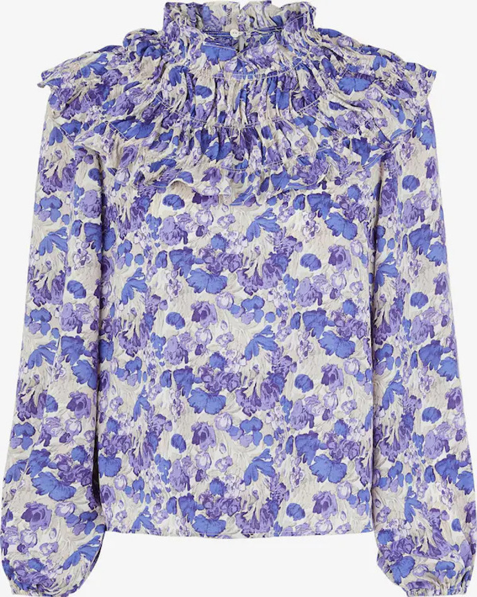 Jarní bílo-modrá halenka. PIECES, 849 Kč