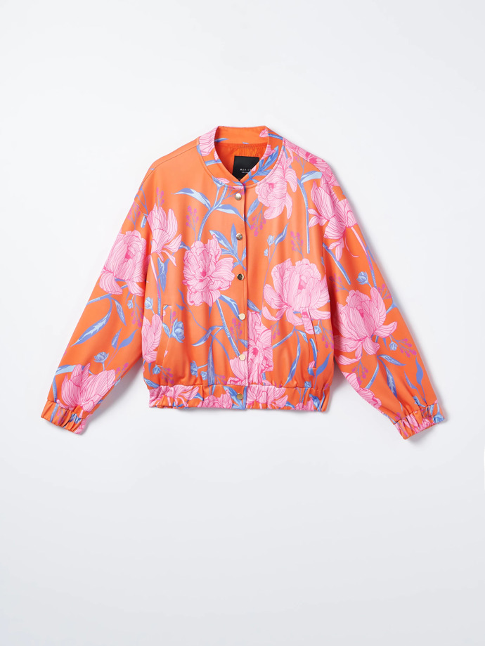 Růžovo-oranžová květovaná bunda. Mohito, 999 Kč