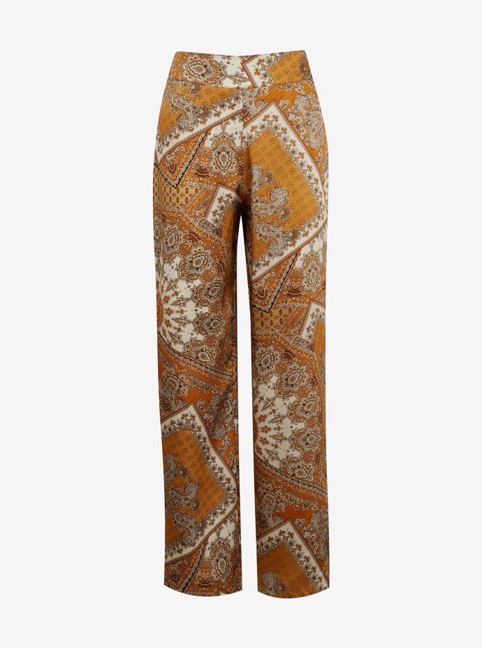 Hořčicové vzorované široké kalhoty. CAMAÏEU, 819 Kč