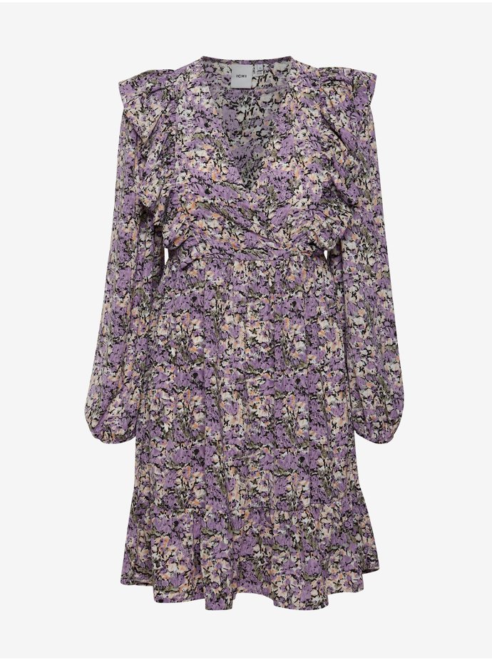 Fialové dámské květované šaty. ICHI, 2099 Kč