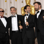 85. výroční udílení Oscarů v roce 2013. Jack Nicholson, George Clooney, Grant Heslov a Ben Affleck.