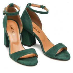 Zelené kožené sandály na podpatku. SAGAN, 1538 Kč