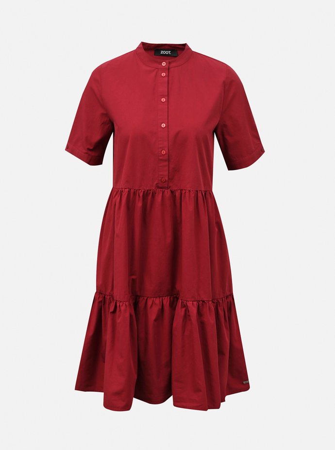 Vínové košilové šaty. ZOOT, 344 Kč