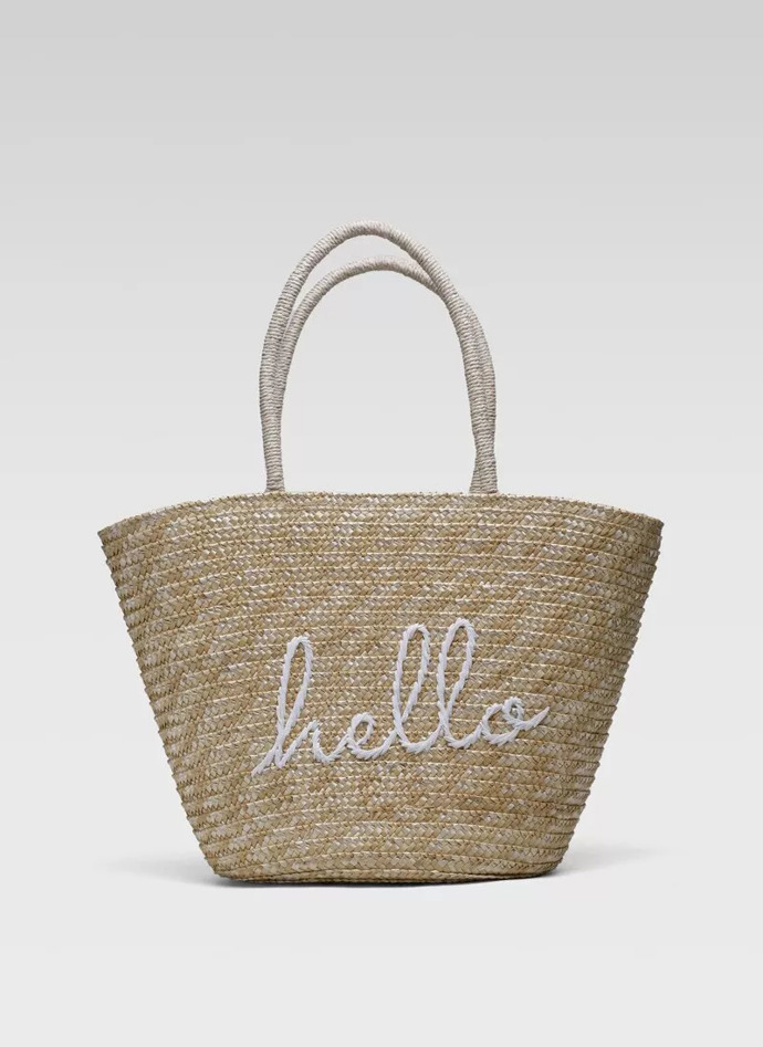 Béžová letní taška s nápisem. DeeZee, 760 Kč