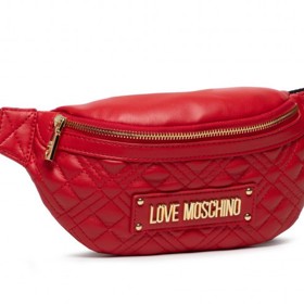 Červená prošívaná ledvinka se zlatým zdobením. LOVE MOSCHINO, 2887 Kč
