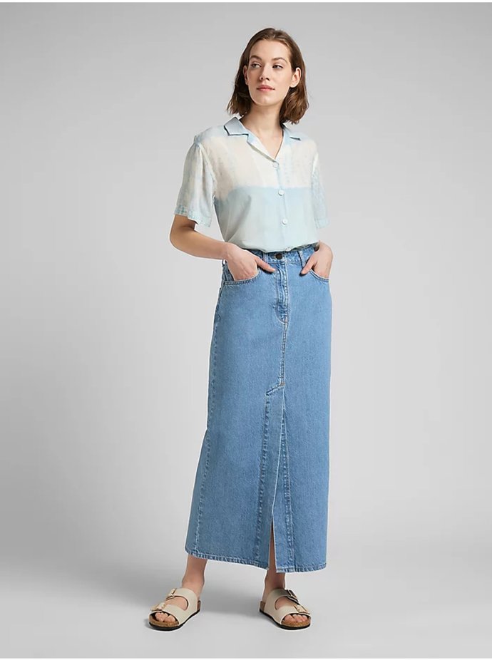 Modrá dámská dlouhá džínová sukně. Lee, 1599 Kč