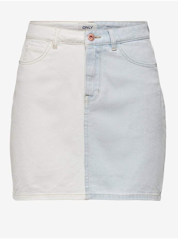 Bílo-modrá krátká džínová sukně. ONLY Vega, 637 Kč
