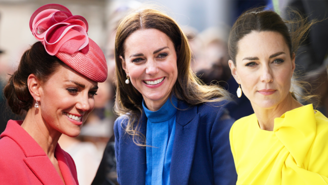 Kate Middleton v elegantních náušnicích KIKI McDonough Cushion Drop z bílého zlata s diamanty a bílým topazem v přepočtu za zhruba 40 000 Kč.