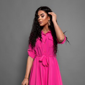 Tmavě růžové lehké šaty s knoflíky. Erika FASHION, 660 Kč