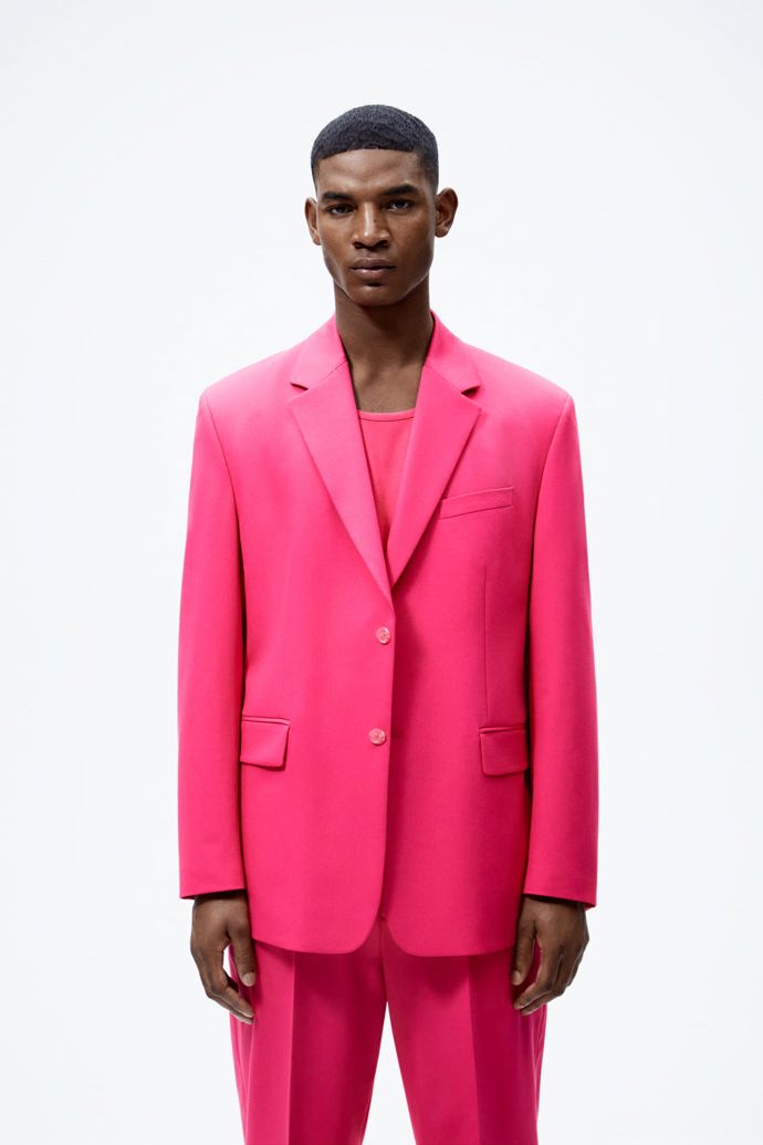 Růžové pánské oblekové sako. ZARA, 2299 Kč