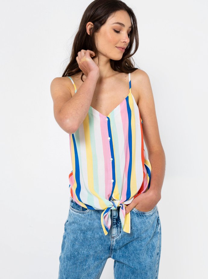 Světle modrý pruhovaný top. CAMAÏEU, 389 Kč