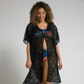 Transparentní černé krajkové kimono. ULLA POPKEN, 1299 Kč