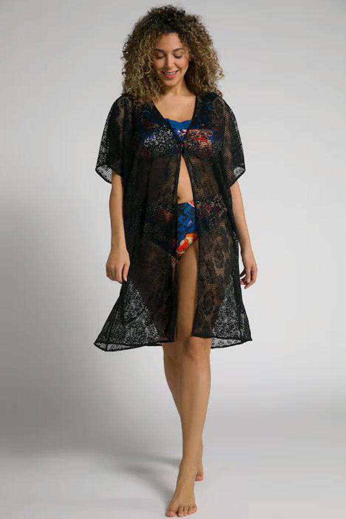 Transparentní černé krajkové kimono. ULLA POPKEN, 1299 Kč