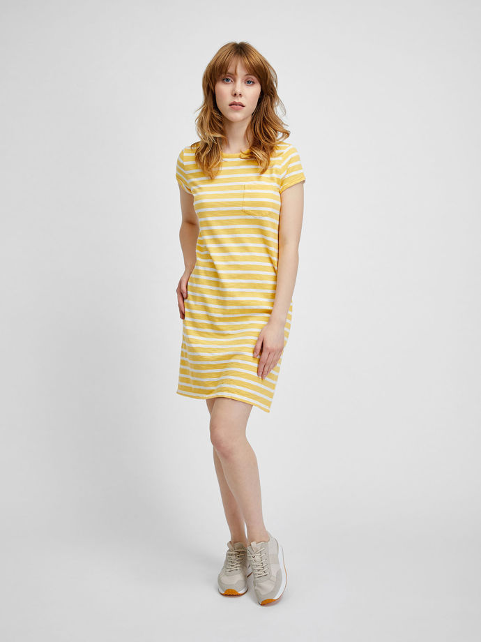 Letní žluté pruhované šaty. GAP, 599 Kč