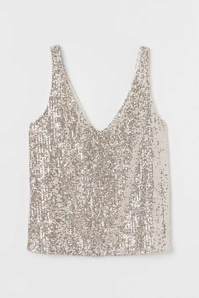 Top bez rukávů s flitry. H&M, 299 Kč