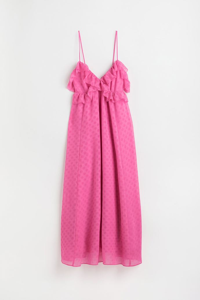 Růžové krepové šaty s volánky. H&M, 999 Kč