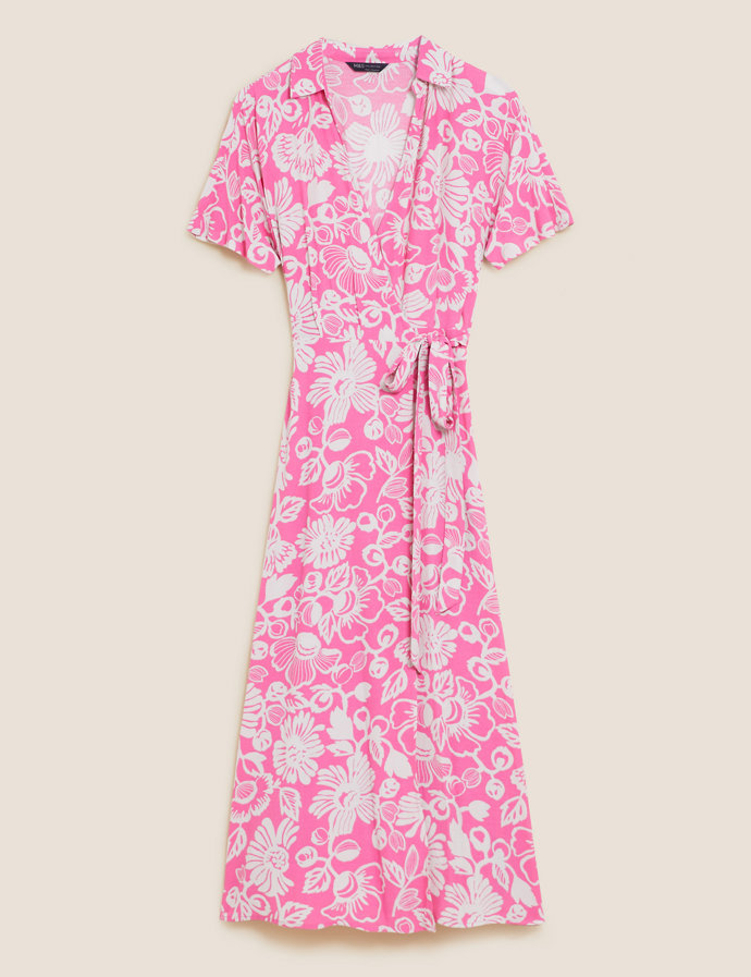 Růžové letní zavinovací šaty. Marks&Spencer, 1499 Kč