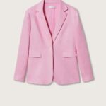 Pastelově růžové dámské sako. MANGO, 1299 Kč