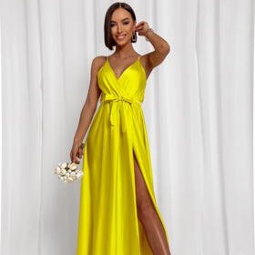 Žluté elegantní dlouhé šaty Fairytale. Erika Fashion, 850 Kč