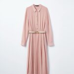 Růžové košilové šaty s páskem. MOHITO, 699 Kč