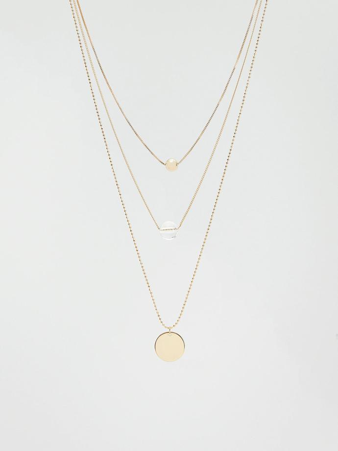 Trojitý náhrdelník s přívěsky. RESERVED, 259 Kč