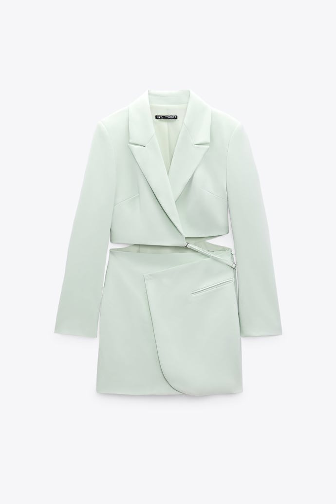 Sakové šaty s klopami do špičky a překříženým výstřihem do V. ZARA, 1399 Kč