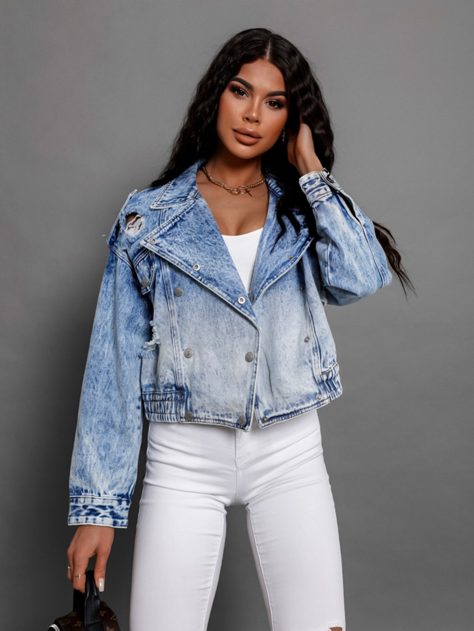 Modrá džínová bunda na patentky. Erika FASHION, 1180 Kč. 
