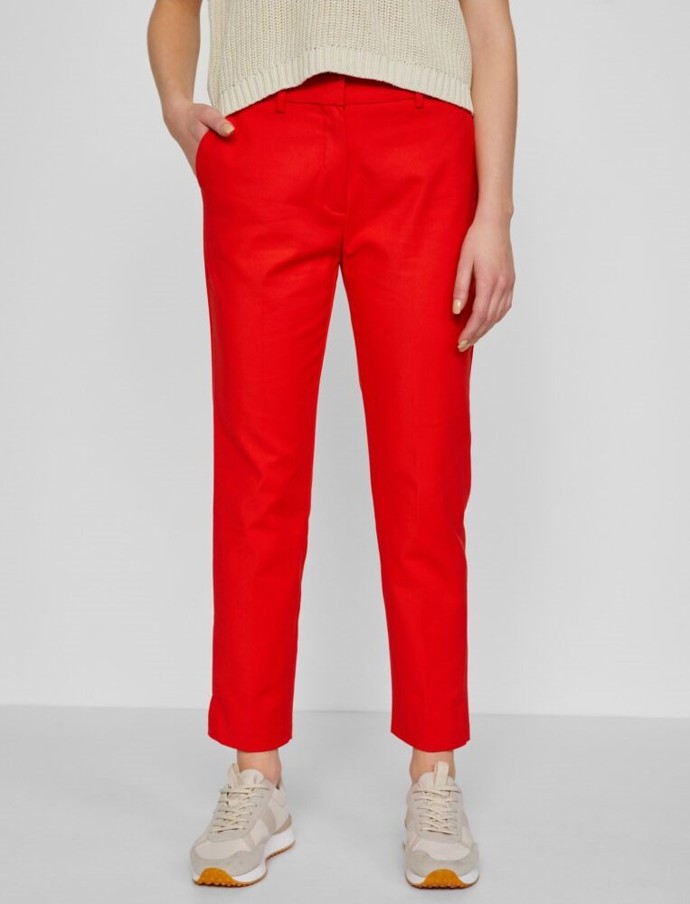 Červené straight fit kalhoty CAMAÏEU. ZOOT, 539 Kč